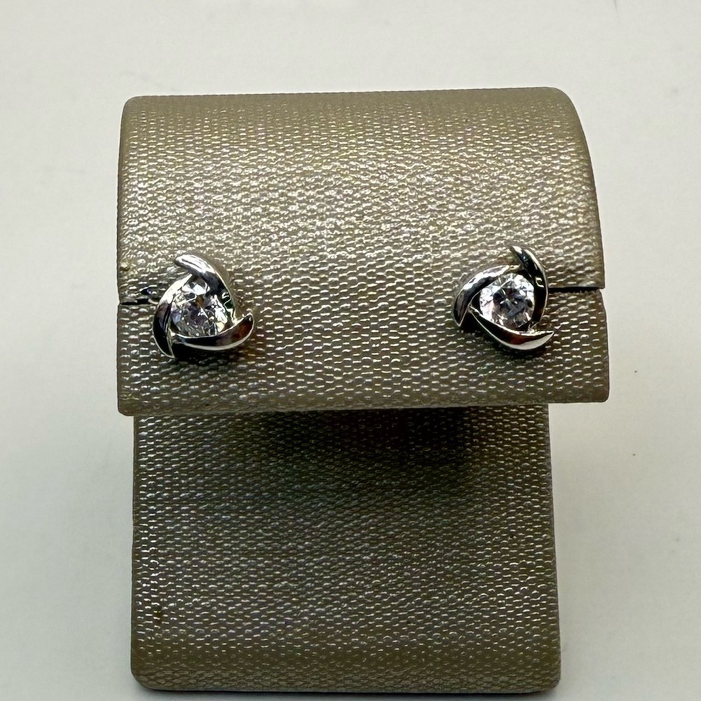 ATI Thailand 925 Sterling Silver Cubic Zirconia Stud Earrings | Signed